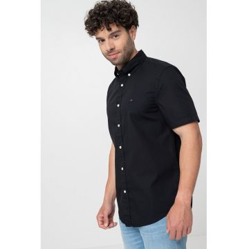 Camasa de poplin cu maneci scurte - Negru