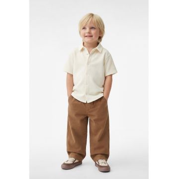 Camasa din amestec de bumbac cu model uni - Alb fildes