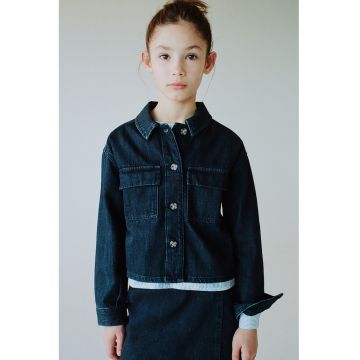 Camasa din denim cu buzunare pe piept - Albastru ultramarin
