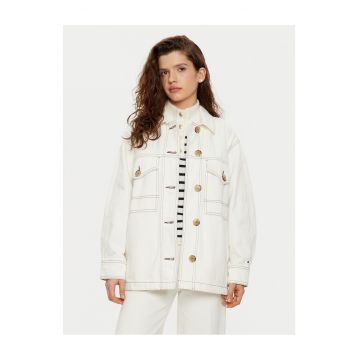 Camasa din denim pentru femei  alba