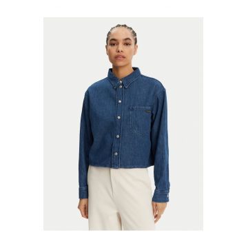 Camasa din denim pentru femei  bleumarin -