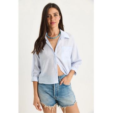 Camasa HiCCUP LUCCI - inchidere cu nasturi - albastru - modal si nylon