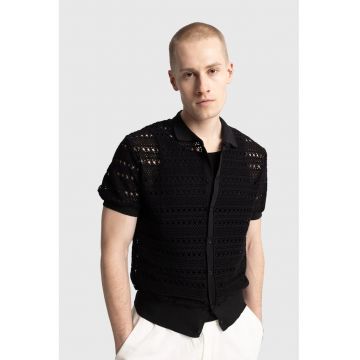 Camasa polo barbati  tricotata - Negru