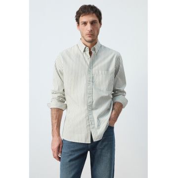 Camasa regular-fit cu dungi - Alb/Verde