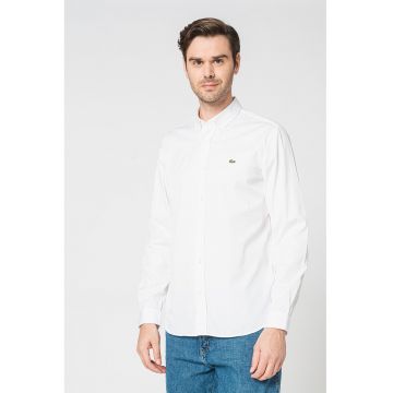 Camasa regular fit de bumbac cu guler fixat cu nasturi - Alb