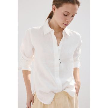 Camasa regular-fit din in - Alb
