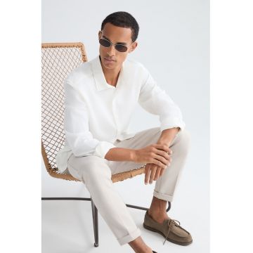 Camasa relaxed fit din bumbac - Alb optic