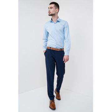 Camasa slim-fit din amestec de bumbac organic - Albastru deschis