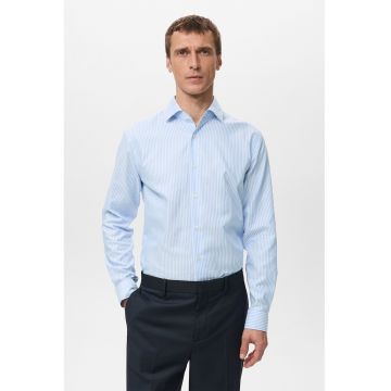 Camasa slim-fit din bumbac - Alb/Albastru lavanda