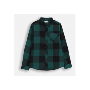 Camasa  verde din flanel - croiala clasica - maneci lungi - bumbac