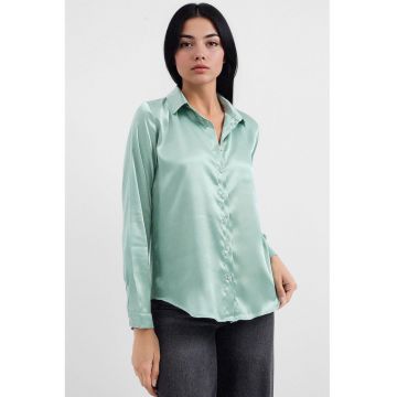 Camasi dama - HiCCUP - camasa cu maneca lunga - satin - salvie