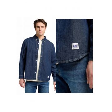 Camasa Barbati -  Button Down - XL INTL - Albastru - Regular Fit - Bumbac - Design Clasic Casual - Ideal Pentru Uz Zilnic - Maneca Lunga