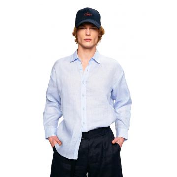 Camasa barbati -  camasa cu maneca lunga - casual - albastru deschis - amestec de in