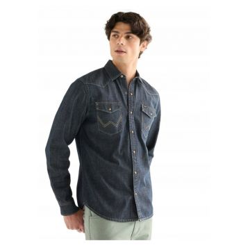 Camasa Barbati -  Camasa Western - Marime 3Xl - Culoare Albastru - Material 100% Bumbac - Croi Regular Fit - Albastru