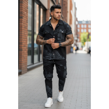 Camasa barbati slim fit neagra  Y102