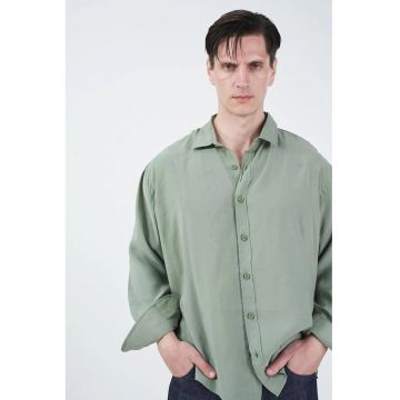 Camasa barbati -  supradimensionata - maneca lunga - verde - amestec modal/poliester