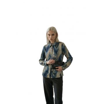 Camasa -  camasa regular-fit cu imprimeu abstract - bej/albastru - bumbac-poliester