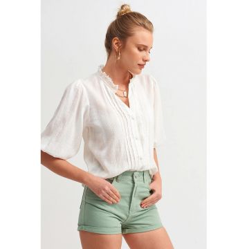 Camasa -  camasa regular fit - guler mandarin - alb - bumbac-viscoza