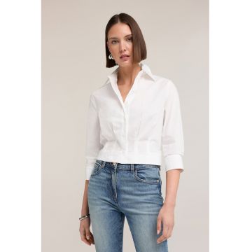 Camasa crop cambrata - Alb