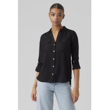 Camasa cu buzunare pe piept - Negru