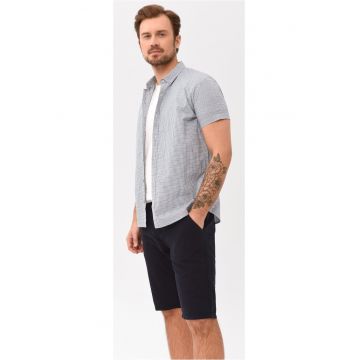 Camasa cu maneci scurte  C-Bars pentru barbati - din bumbac - Albastru cu carouri - Regular Fit