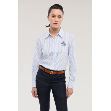 Camasa cu model in dungi si maneci lungi - Alb/Albastru lavanda