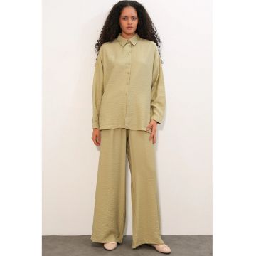 Camasa dama -  camasa cu maneca lunga - lejera - verde kaki - poliester-viscoza