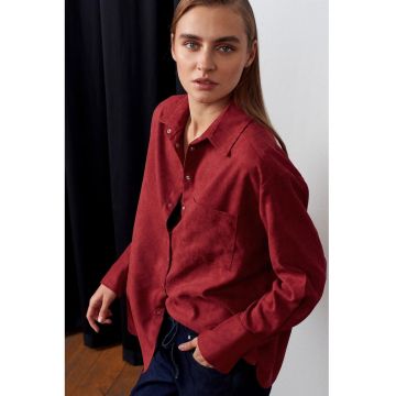 Camasa dama -  camasa supradimensionata - rosu burgundy - poliester