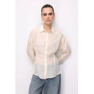 Camasa dama -  camasa texturata cu nasturi - casual - natural - maneca lunga
