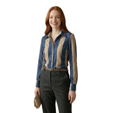 Camasa dama -  regular-fit - bej/albastru - bumbac-poliester