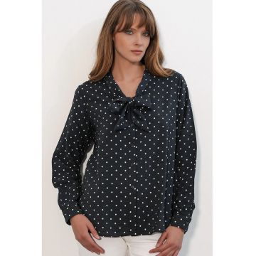 Camasa dama -  regular fit - buline - negru - poplin