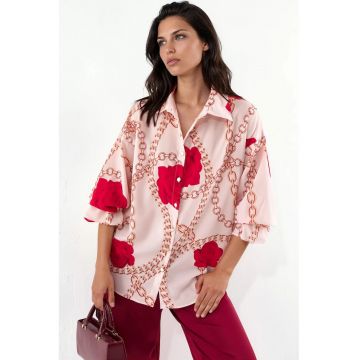 Camasa dama -  regular fit - maneci lungi - multicolor - poliester|lycra