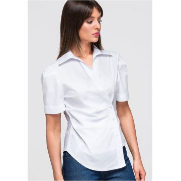 Camasa dama slim fit cu guler clasic - maneci scurte - 100% bumbac OW-TS-E0041 - Alb
