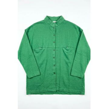 Camasa dama -  supradimensionata - verde - amestec de in si bumbac