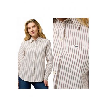 Camasa De Dama -  Marimea L - Maro - 1 Pkt Shirt - Material 100% Bumbac - Croiala Regular Fit - Inchidere Nasturi - 1 Buzunar