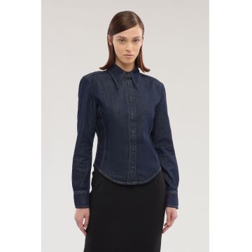 Camasa din amestec de lyocell si denim - Albastru inchis