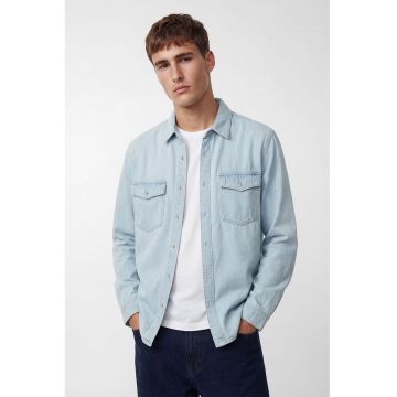 Camasa din denim cu buzunare cu clapa - Albastru deschis