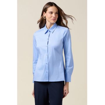 Camasa din poplin cu model uni - Albastru deschis