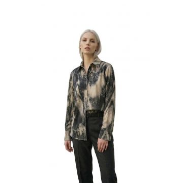 Camasa Femei -  regular-fit - negru/bej - bumbac-poliester -