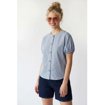 Camasa  Gingham - regular fit - albastru deschis - bumbac-poliester - maneci scurte