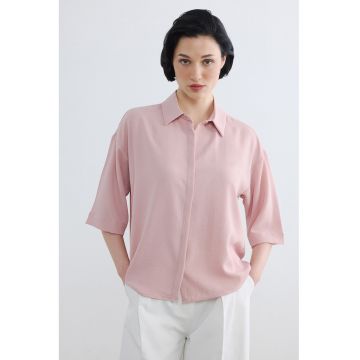 Camasa lejera cu maneci medii - Nude rose