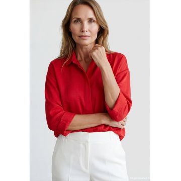 Camasa lejera cu model uni - Rosu vermillion