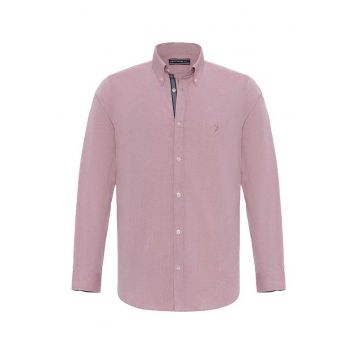 Camasa oxford cu logo brodat - Rosu deschis