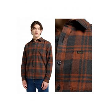 Camasa Pentru Barbati -  Marimea M - Maro - Leesure Shirt - Croiala Regular Fit - Material 100% Bumbac - Inchidere Nasturi - Buzunare 1
