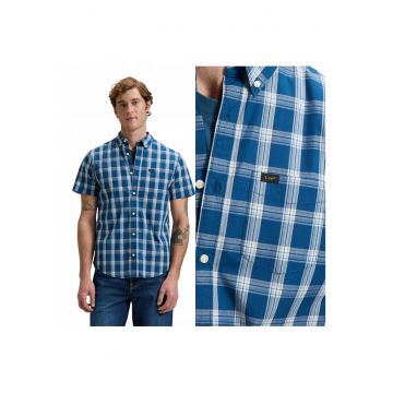 Camasa Pentru Barbati -  Marimea Xl - Albastru - Button Down Ss - Croiala Regular Fit - Model Drept Regular - Inchidere Nasturi