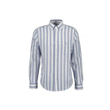 Camasa regular fit cu dungi si guler Oxford - Albastru