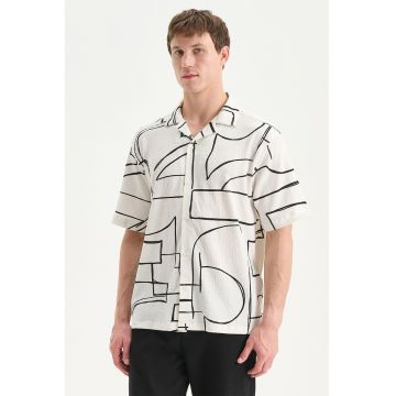 Camasa regular-fit cu imprimeu - Negru stins/Alb optic