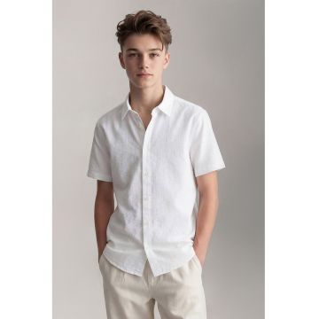 Camasa regular-fit cu model uni - Alb