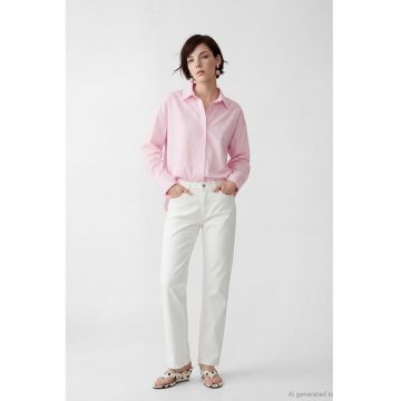 Camasa regular fit uni de bumbac - Roz deschis