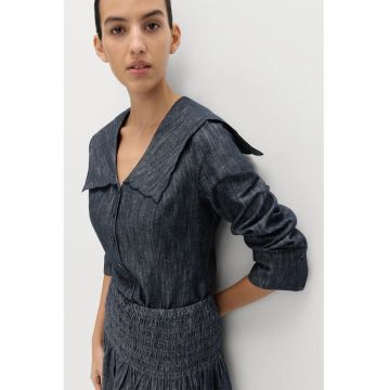 Camasa slim-fit din amestec de in - Bleumarin